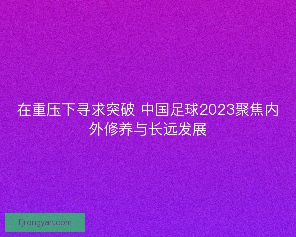 在重压下寻求突破 中国足球2023聚焦内外修养与长远发展